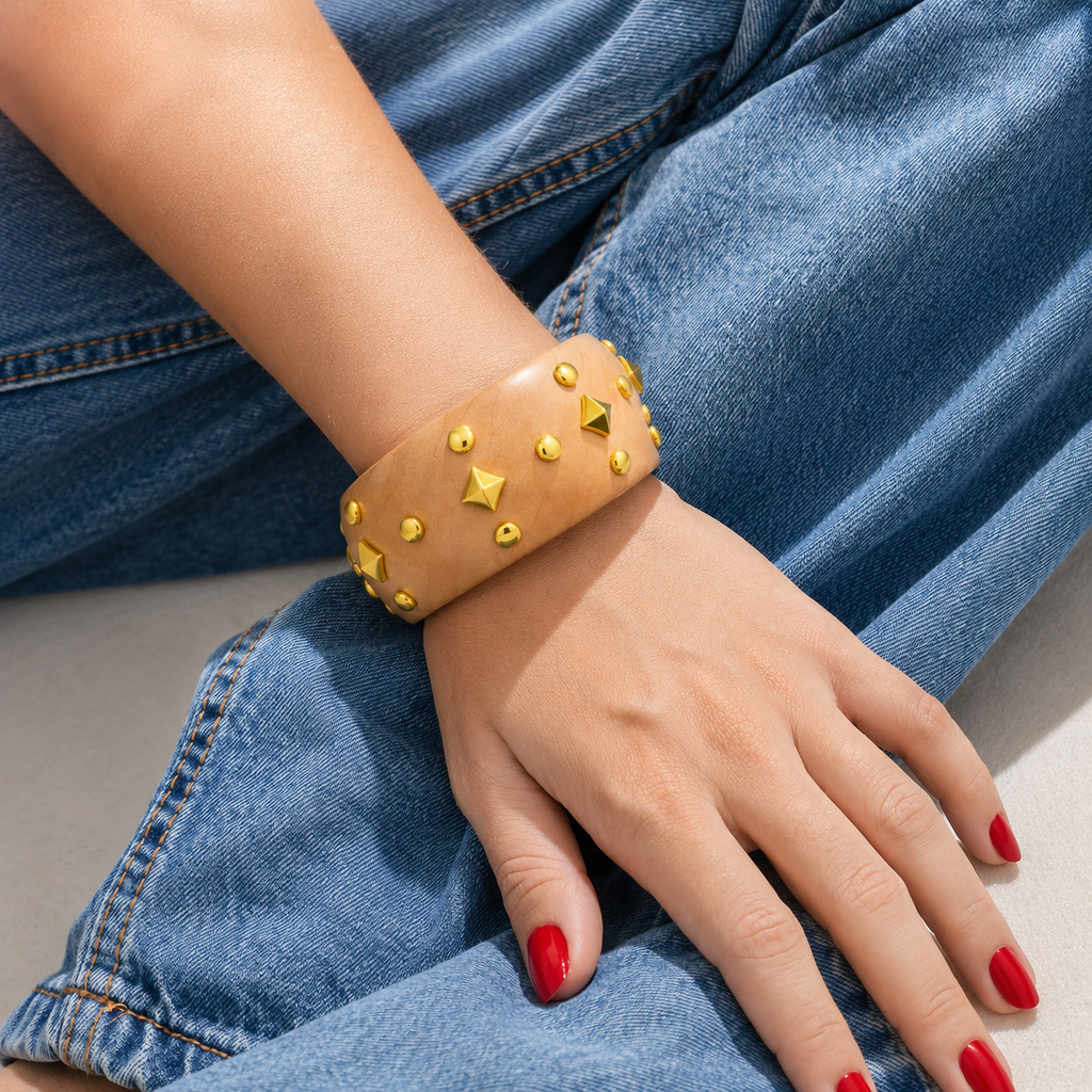 Bamboo Studded Cuff Bracelet