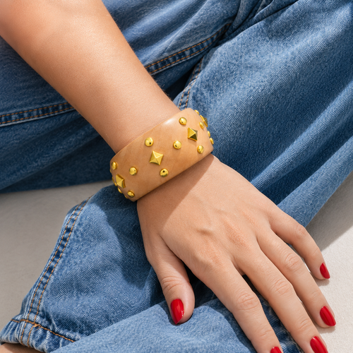 Bamboo Studded Cuff Bracelet