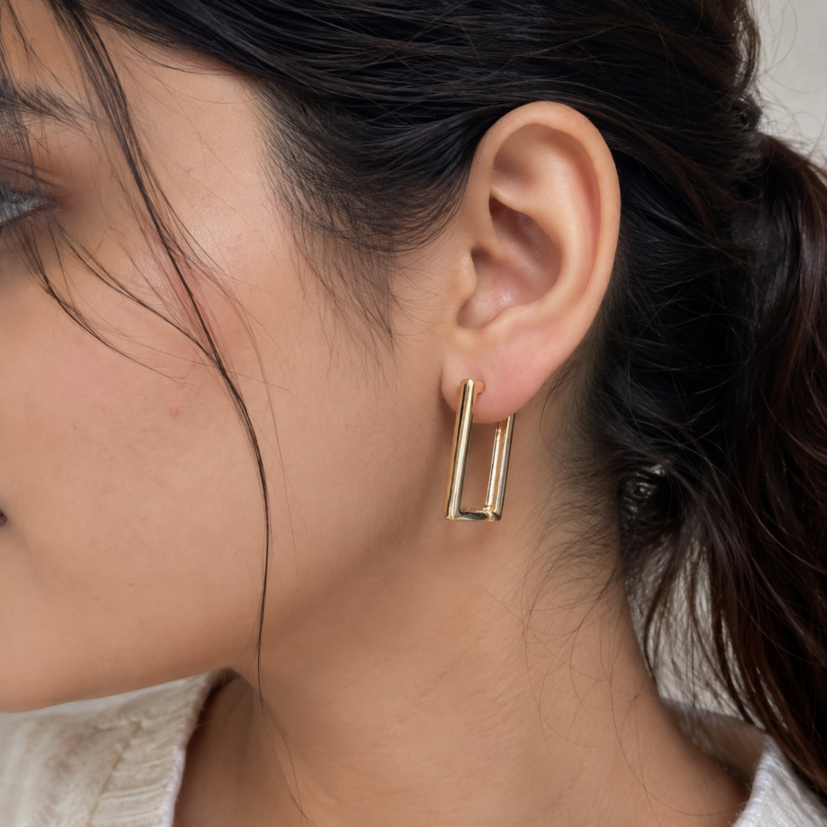 Geometric Rectangle Hoop Earrings