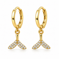 mermaid tail earrings, mermaid earrings for women, gold mermaid earrings, mermaid tail jewellery, CZ mermaid earrings, ocean inspired earrings, gold hoop earrings, CZ hoop earrings, statement earrings for women, beach jewellery, trendy gold earrings, 316L stainless steel earrings, 18K PVD gold earrings