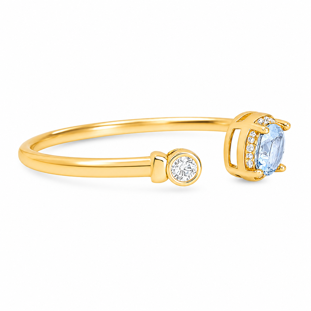Blue Halo CZ Open Bracelet
