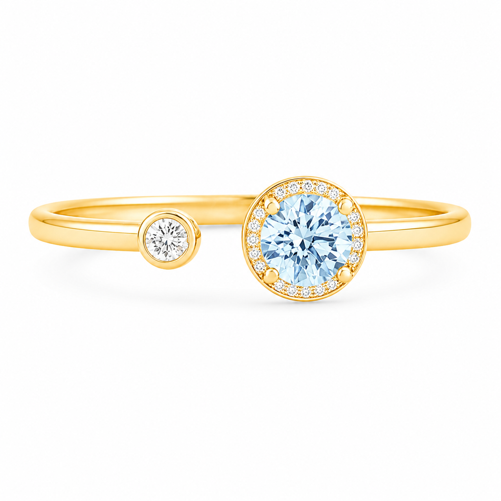 Blue Halo CZ Open Bracelet