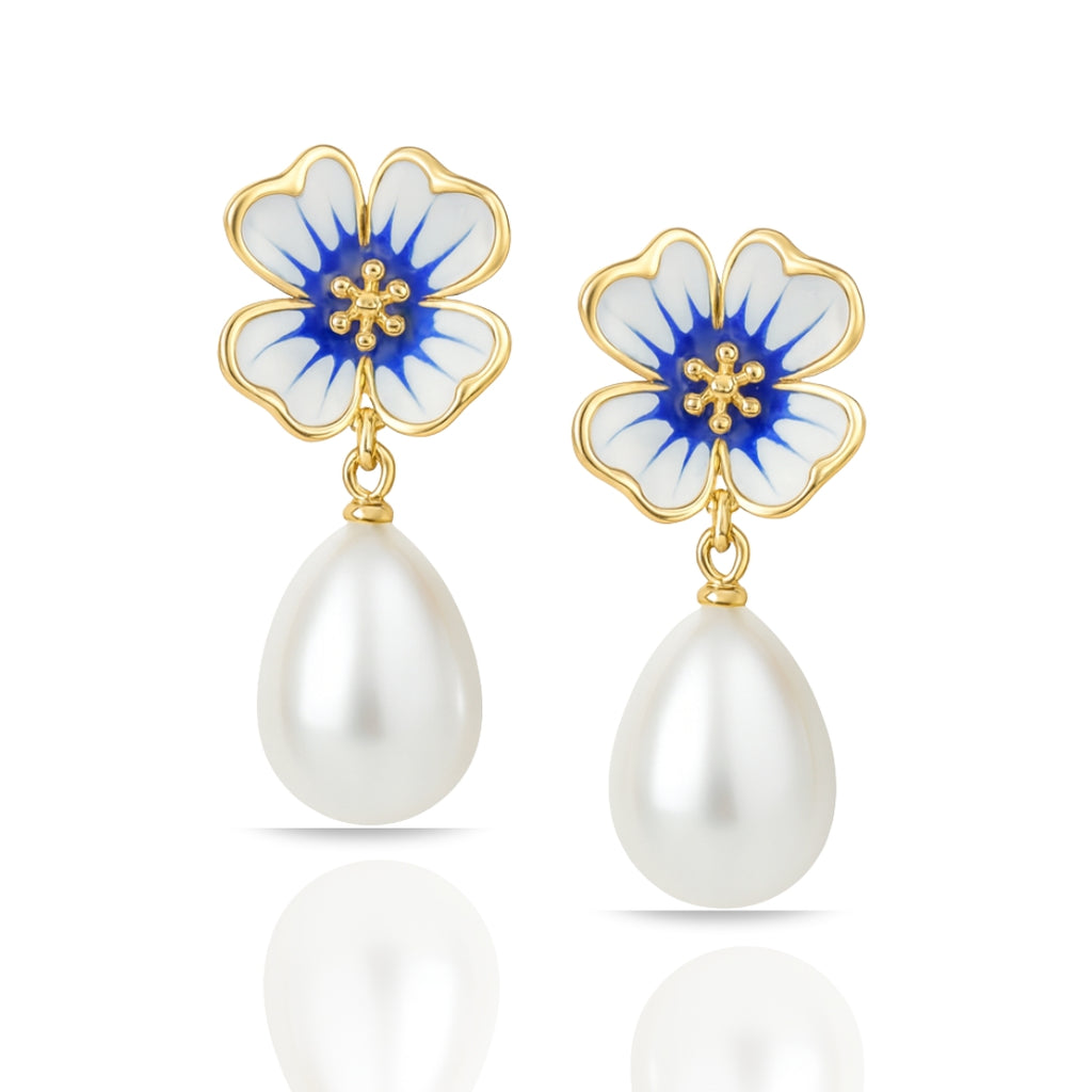Floral Pearl Drop Earrings