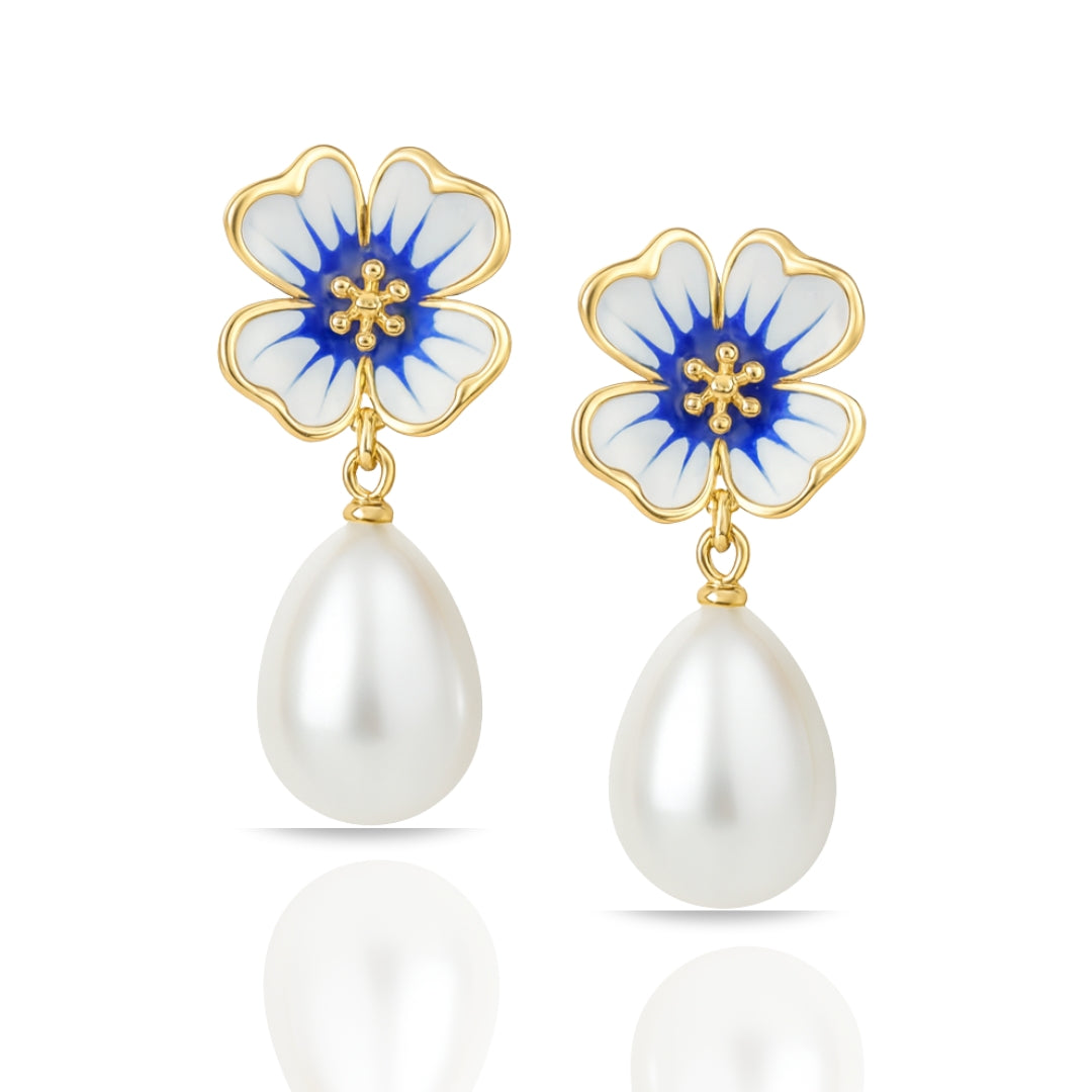 Floral Pearl Drop Earrings