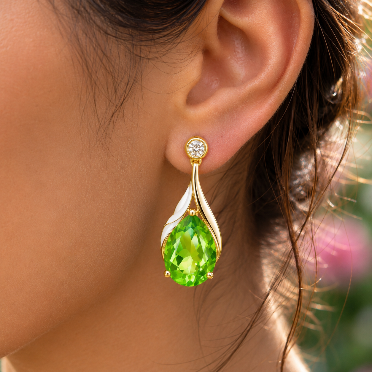 Floral Green Teardrop