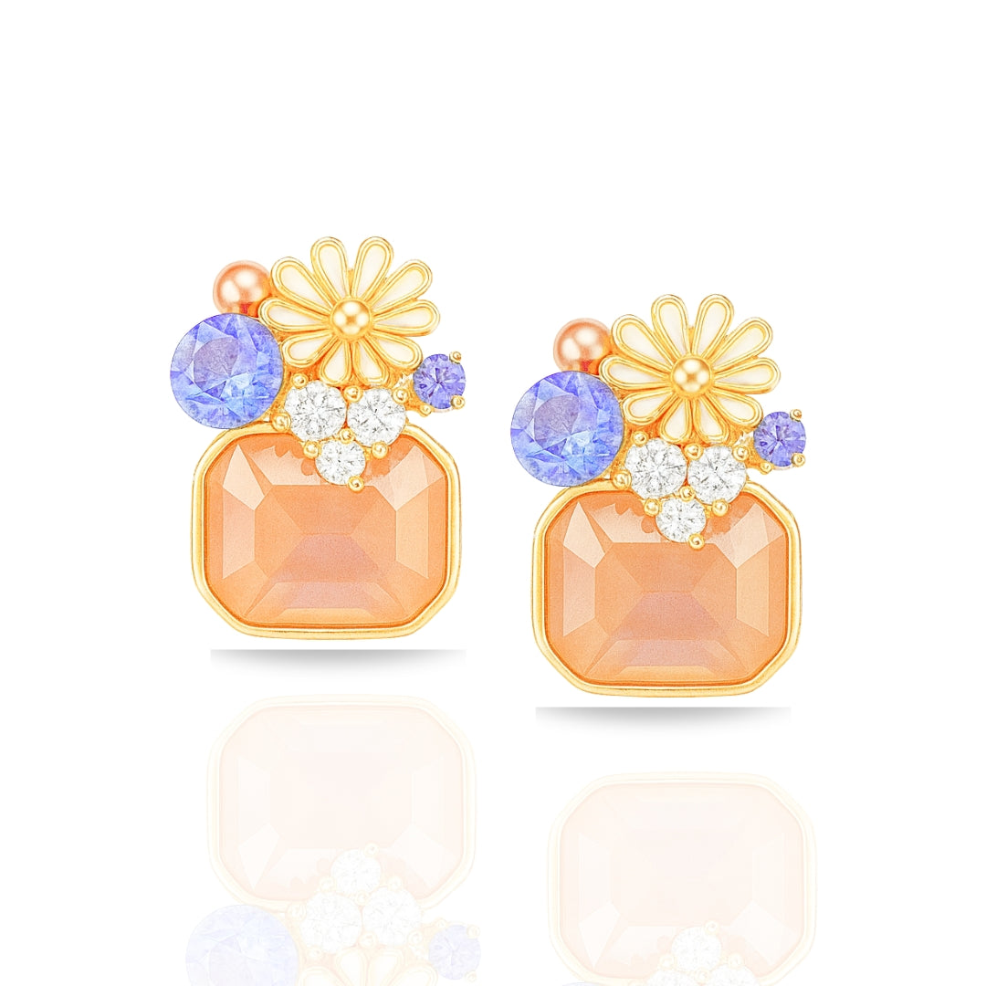 Peach Floral Stud