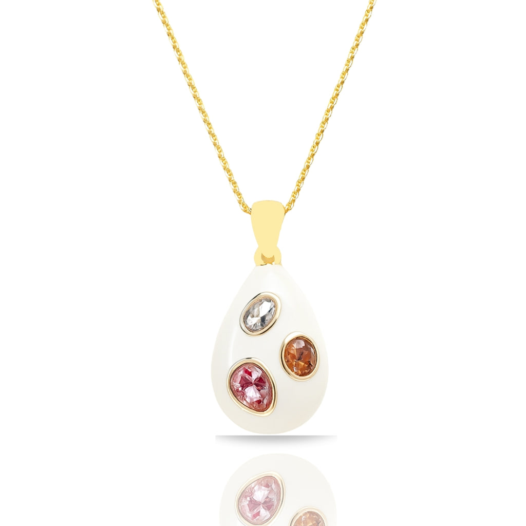 Gemstone Enamel Pendant Necklace