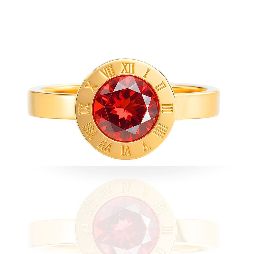 Four Gemstone Roman Numeral Ring