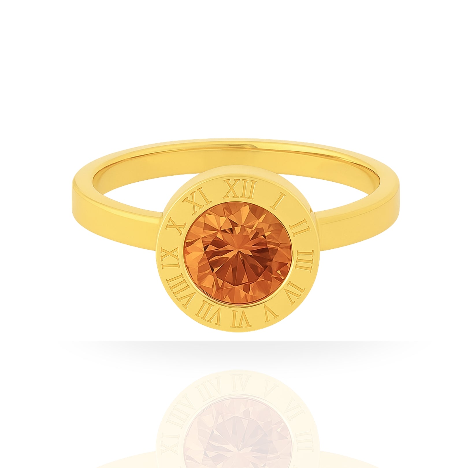 Four Gemstone Roman Numeral Ring