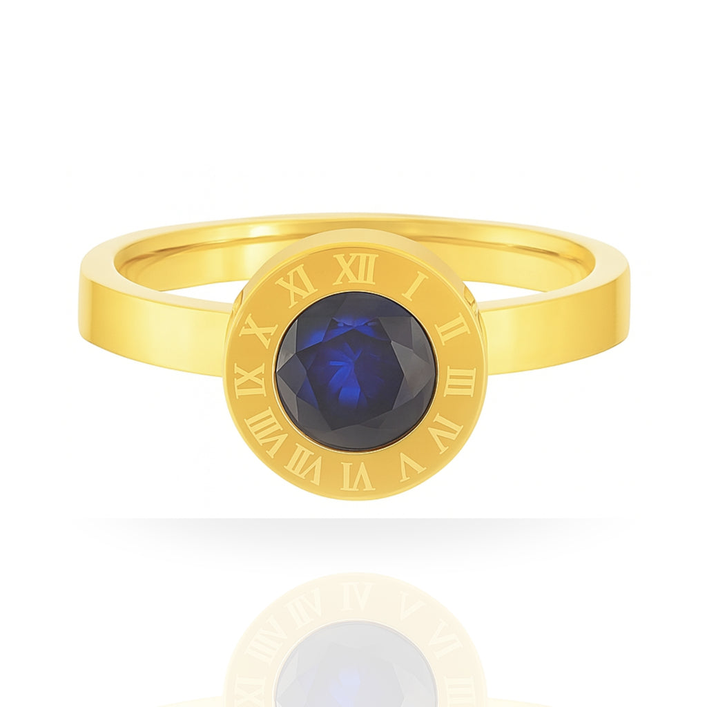 Four Gemstone Roman Numeral Ring