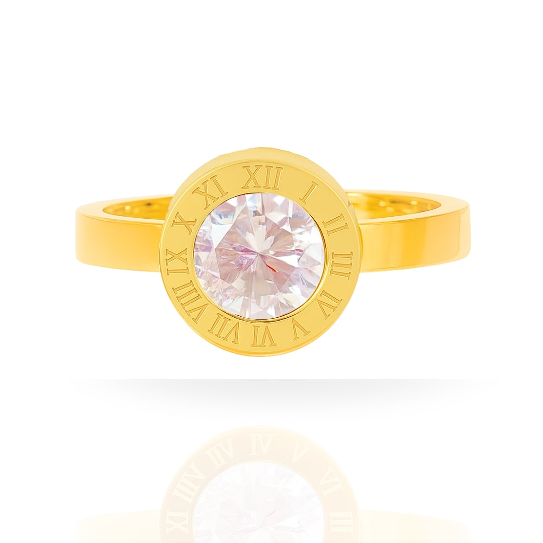 Four Gemstone Roman Numeral Ring