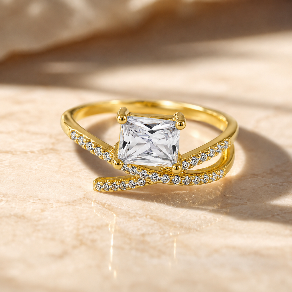 Square Cut CZ Ring