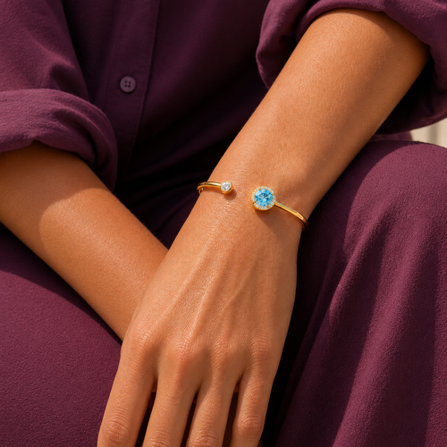 Blue Halo CZ Open Bracelet