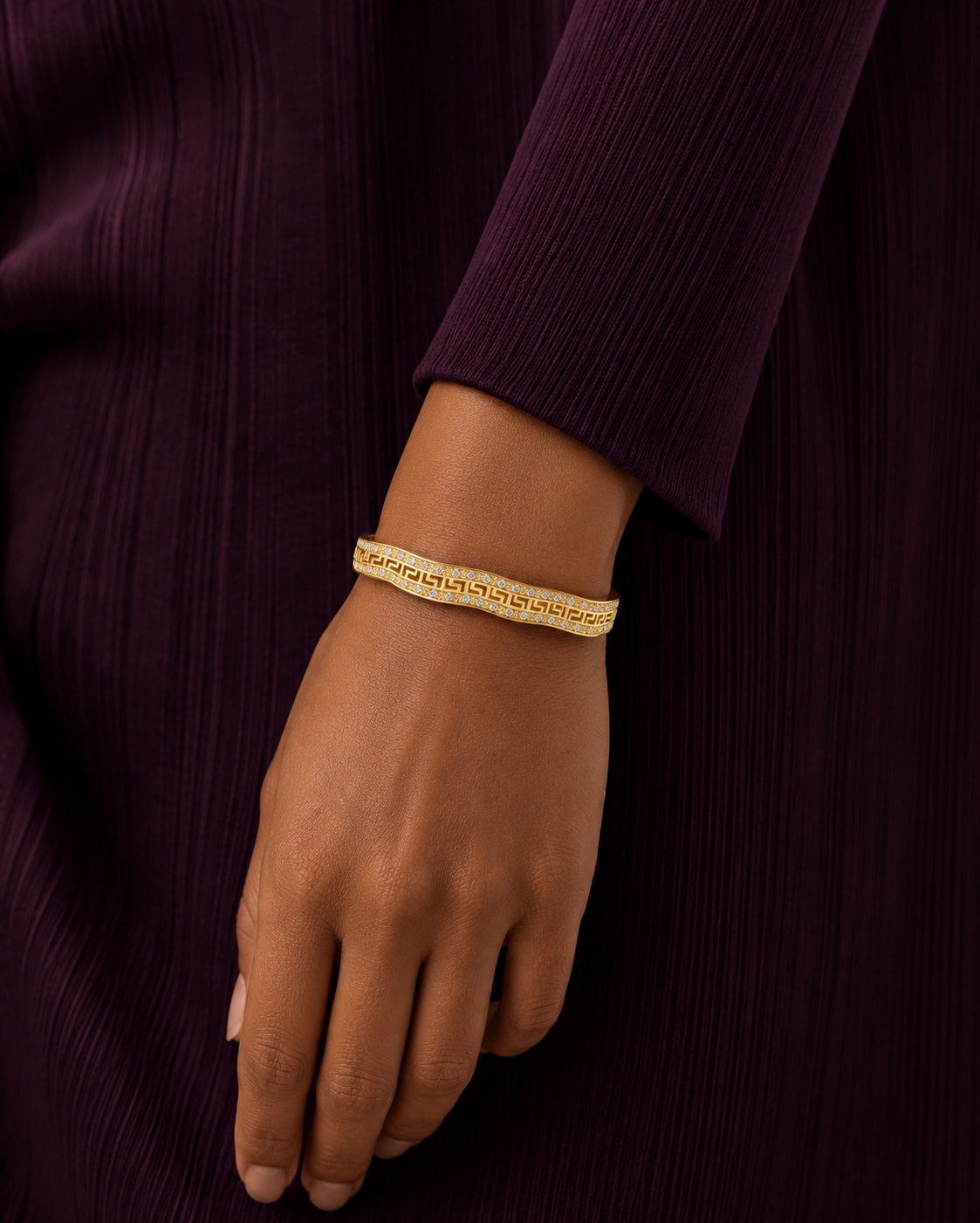 Greek Pattern CZ Bracelet